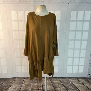 🔥🔥5 for $25🔥🔥 Zara Brown Crew Neck Pullover Asymmetrical Hem shirt dress